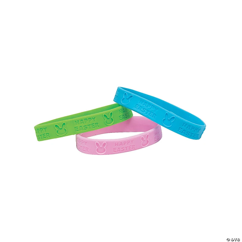 Easter Bunny Rubber Bracelets - 24 Pc.