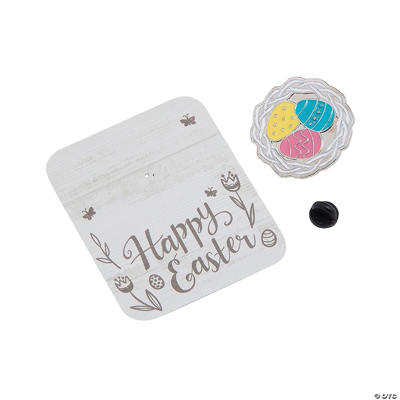 Easter Egg Nest Pins with Card - 12 Pc.