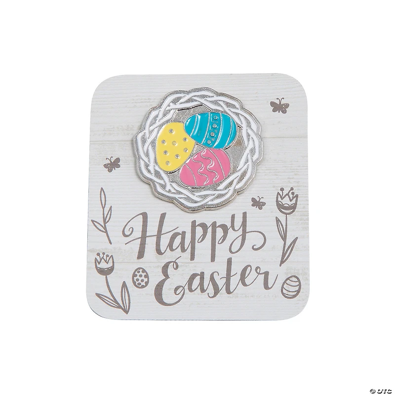 Easter Egg Nest Pins with Card - 12 Pc.