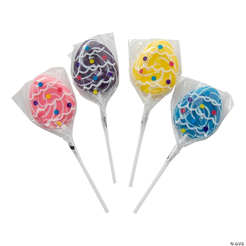 Easter Egg-Shaped Swirl Lollipop Easter Candy - 12 Pc.