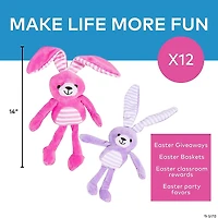 Easter Wired Long Ear Striped Stuffed Bunnies - 12 Pc.