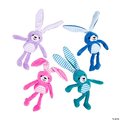 Easter Wired Long Ear Striped Stuffed Bunnies - 12 Pc.