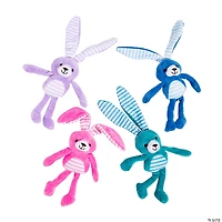 Easter Wired Long Ear Striped Stuffed Bunnies - 12 Pc.