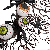 Eyeballs and Spiders Halloween Twig Wreath  24-Inch  Unlit