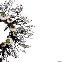 Eyeballs and Spiders Halloween Twig Wreath  24-Inch  Unlit