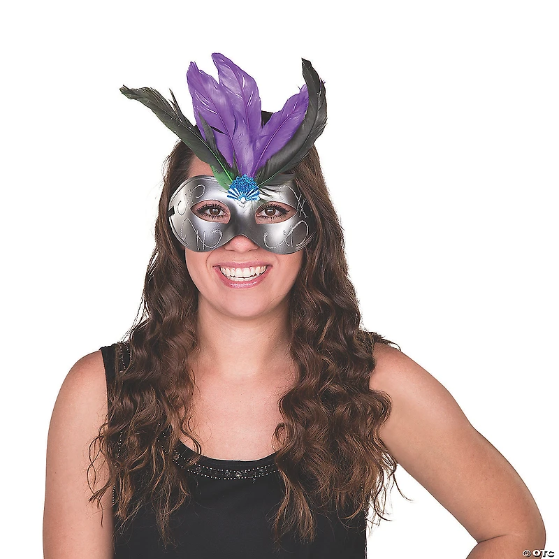Feathered Masquerade Masks - 12 Pc.
