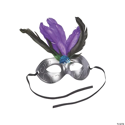 Feathered Masquerade Masks - 12 Pc.