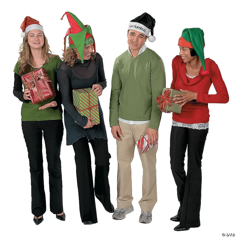 Felt Elf Hats with Pom-Pom Tassel - 12 Pc.
