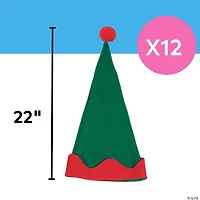 Felt Elf Hats with Pom-Pom Tassel - 12 Pc.