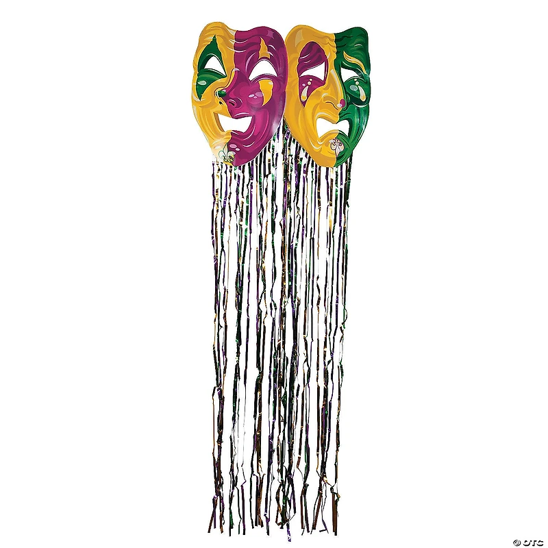 Foil Mardi Gras Mask with Fringe Curtain