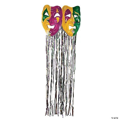 Foil Mardi Gras Mask with Fringe Curtain