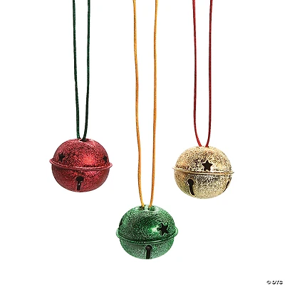 Frosted Jingle Bell Necklaces - 12 Pc.