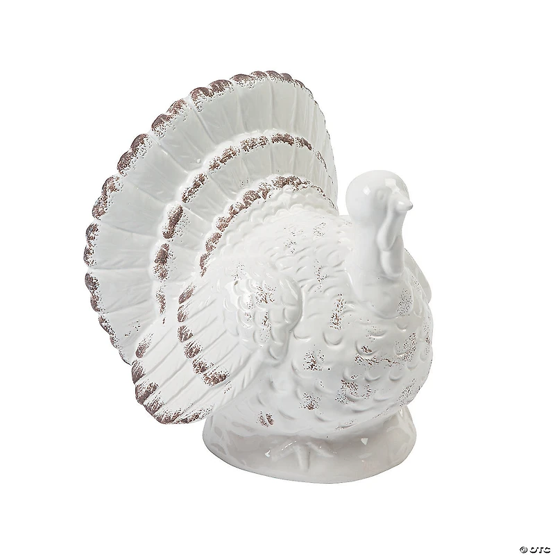 Gilded Harvest White Ceramic Turkey