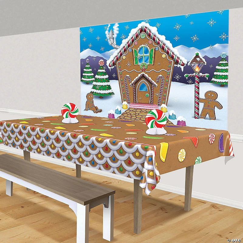 Gingerbread House Polyester Backdrop Christmas Decoration