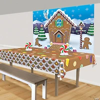 Gingerbread House Polyester Backdrop Christmas Decoration