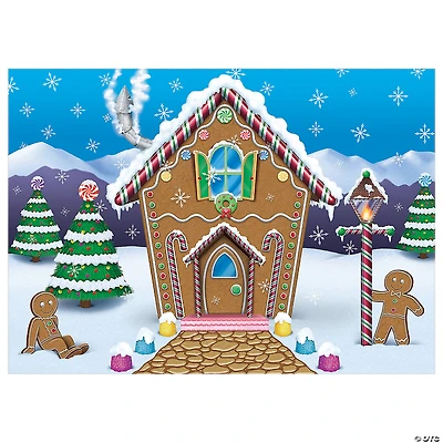 Gingerbread House Polyester Backdrop Christmas Decoration