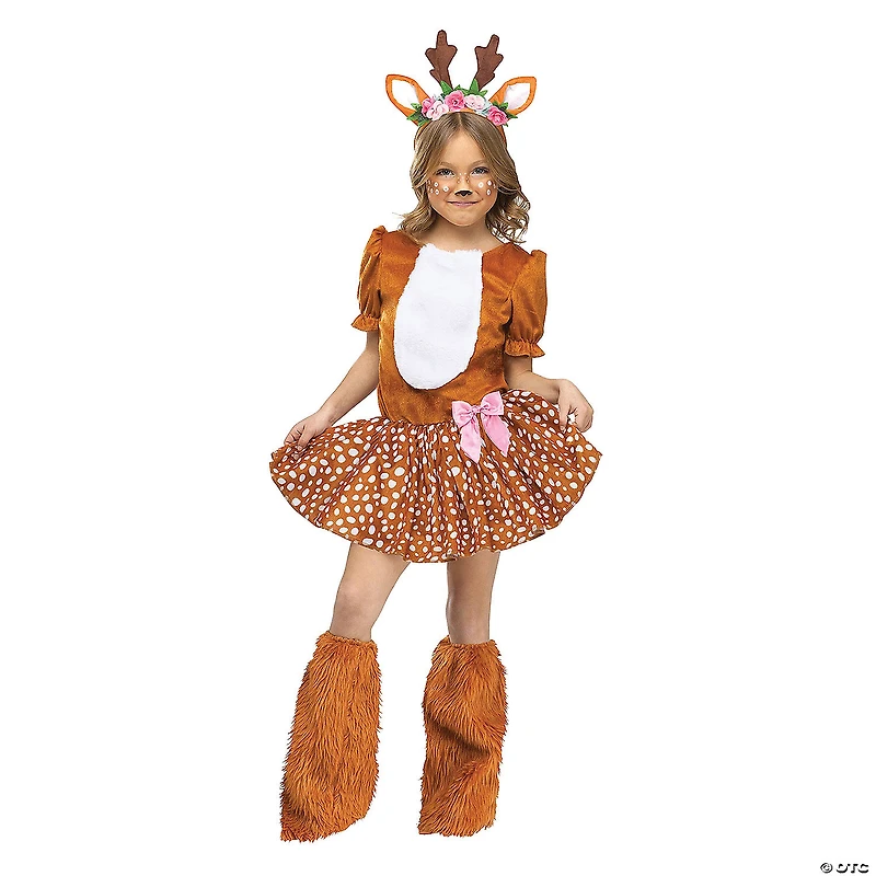 Girl's Brown, White & Pink Oh Deer! Costume