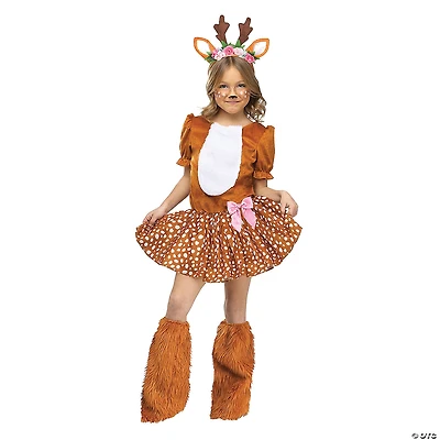 Girl's Brown, White & Pink Oh Deer! Costume