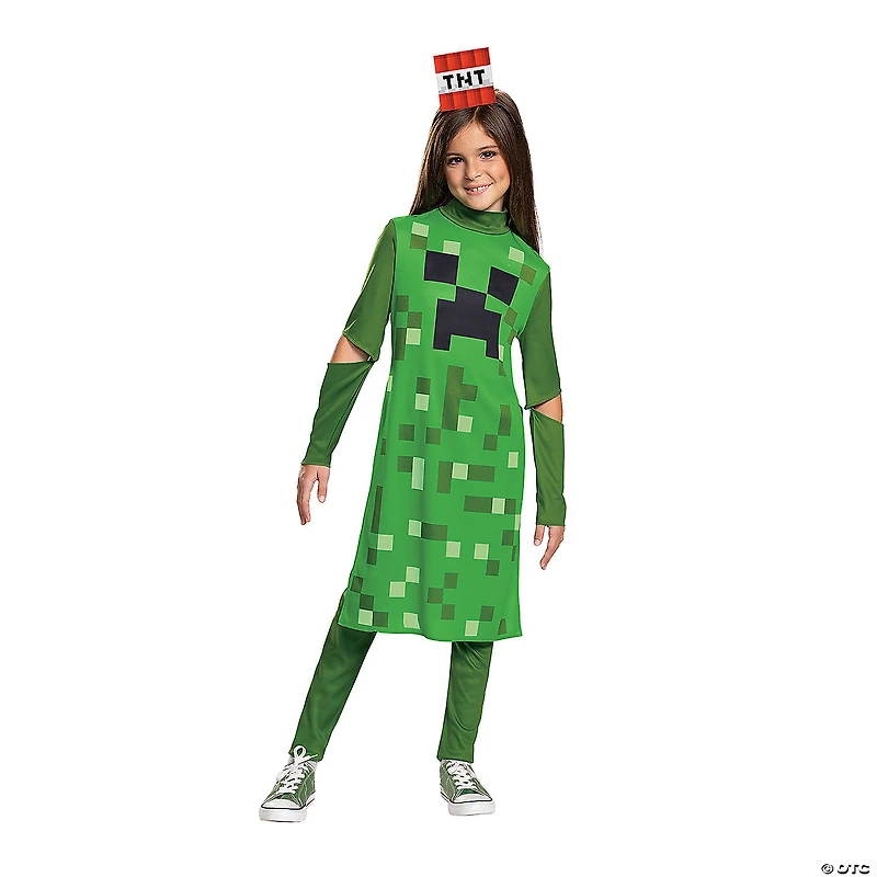 Girl's Minecraft Classic Creeper Dress Costume