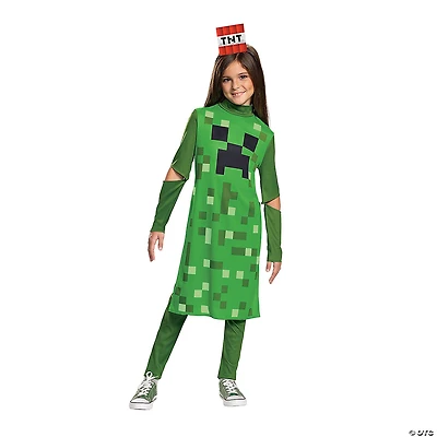 Girl's Minecraft Classic Creeper Dress Costume