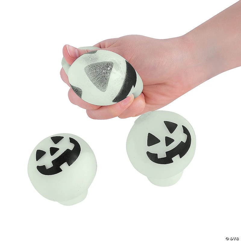 Glow-in-the-Dark Jack-O’-Lantern Halloween Squeeze Balls - 12 Pc.