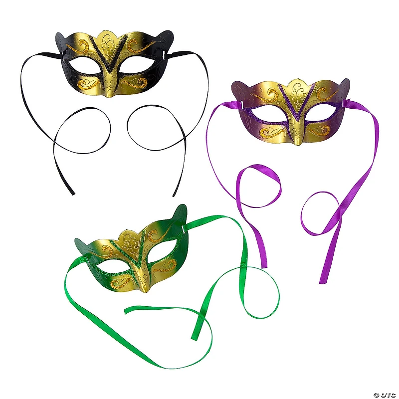 Gold Masquerade Masks- 12 Pc.