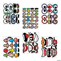 Goofy Jack-O-Lantern Face Sticker Sheets - 12 Pc.