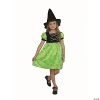 Green and Black Witch Girl Child Halloween Costume - Small
