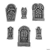 Grim Reaper RIP Foam Tombstone Halloween Decorations Set – 6 Pc.