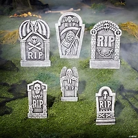 Grim Reaper RIP Foam Tombstone Halloween Decorations Set – 6 Pc.