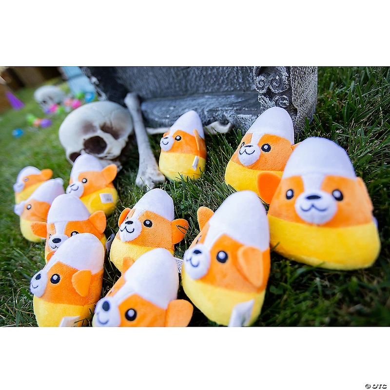 Halloween Candy Corn Stuffed Corgis - 12 Pc.