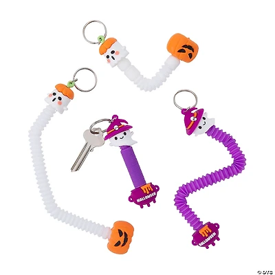 Halloween Expanding Tube Fidget Toy Keychains - 12 Pc.