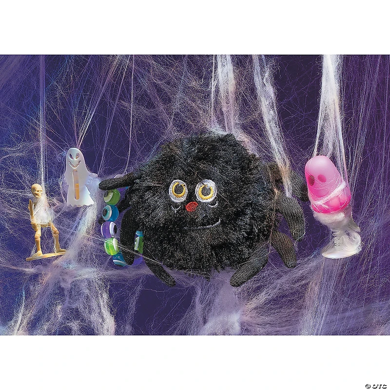 Halloween Fuzzy Black Stuffed Spiders - 12 Pc.