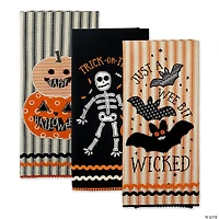 Halloween Happy Haunting Wicked Treats, Embellished Dishtowels Set Of 3