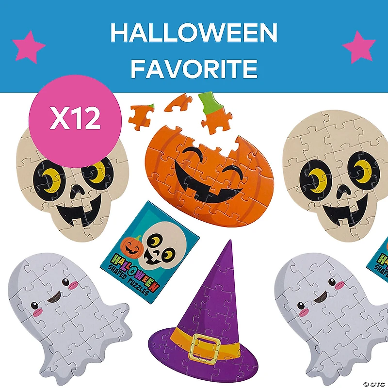 Halloween Shaped Mini Jigsaw Puzzles - 12 Boxes