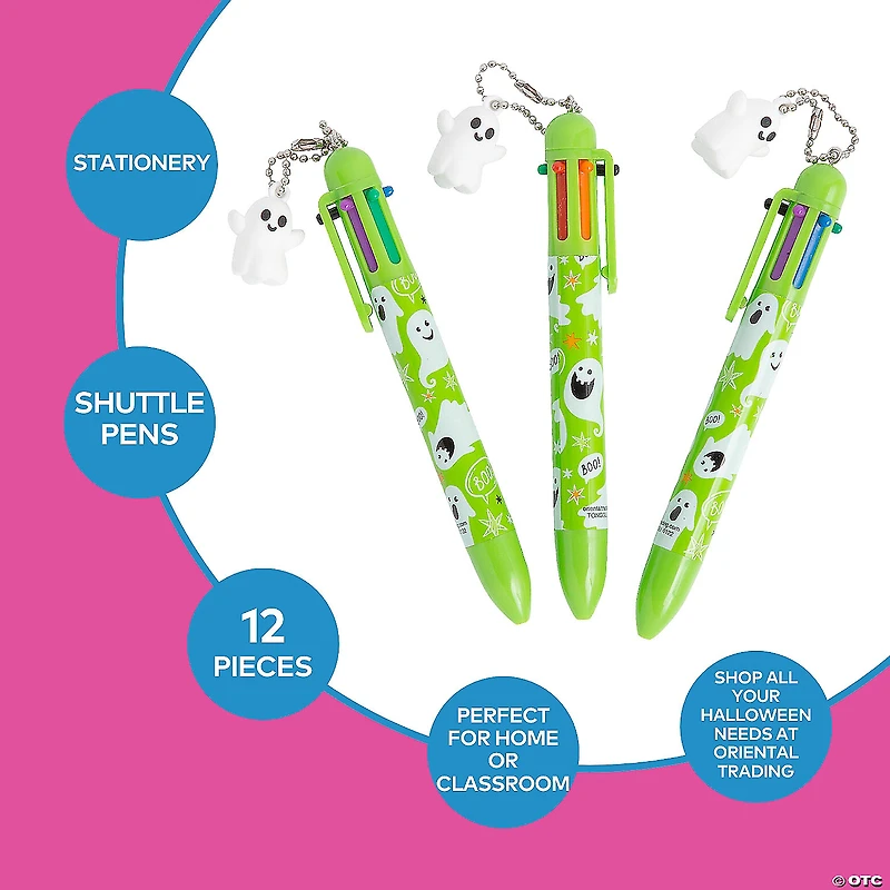 Halloween Shuttle Pens with Ghost Charm - 12 Pc.