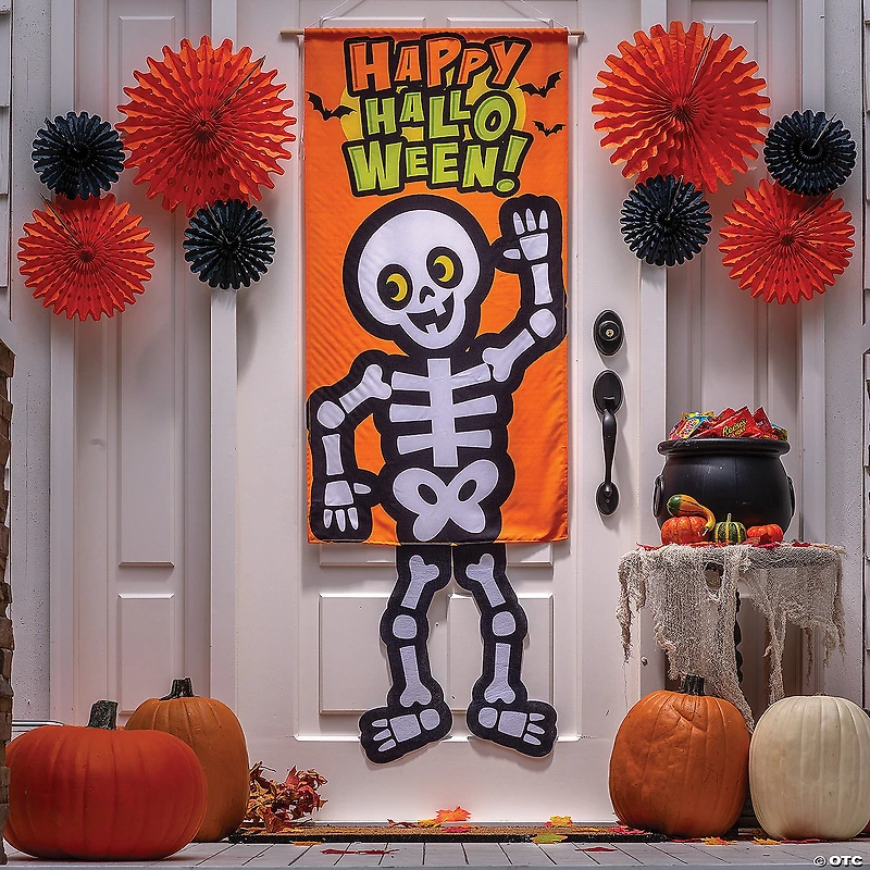 Halloween Skeleton Dangle-Leg Door Sign
