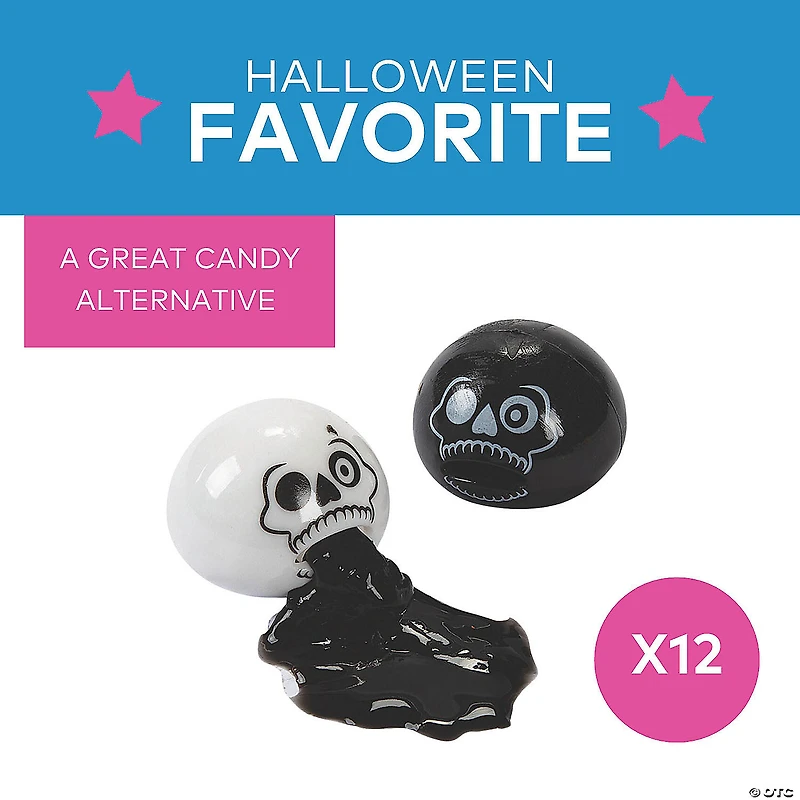 Halloween Slime Sucker Skull Toys - 12 Pc.