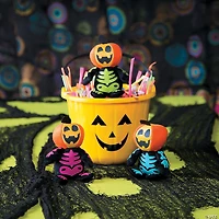 Halloween Spookadelic Stuffed Skeletons with Jack-O'-Lantern Head - 12 Pc.