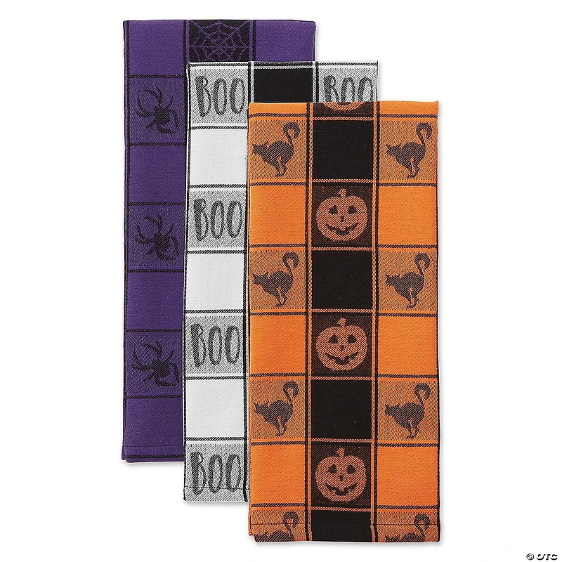 Halloween Woven Check Jacquard Dishtowel (Set Of 3)