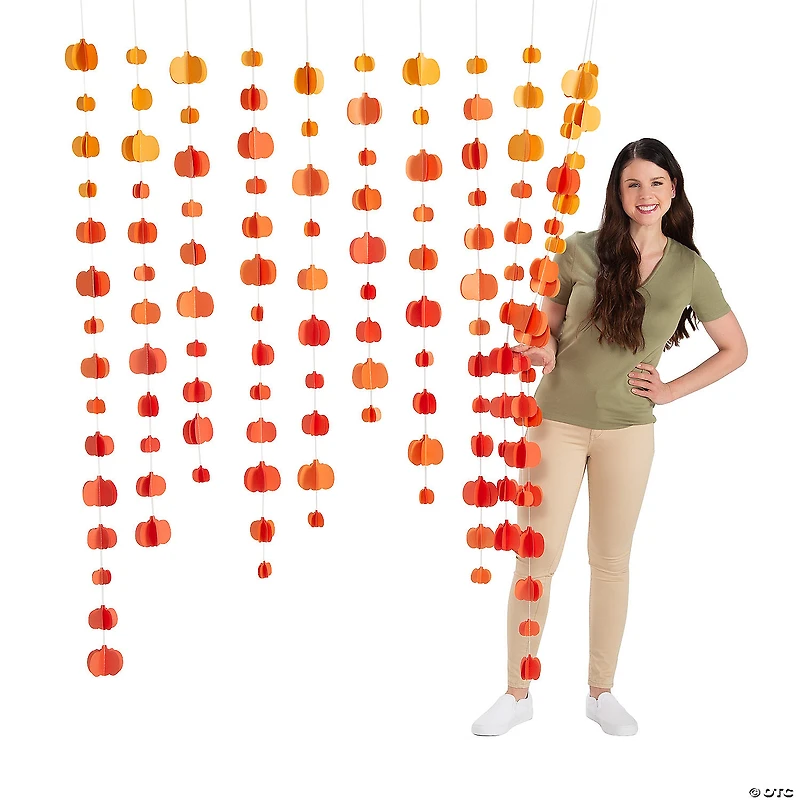 Hanging Pumpkins Curtain Backdrop