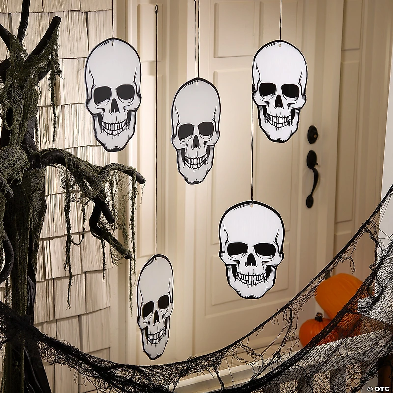 Hanging Skeleton Skull Decoration - 12 Pc.