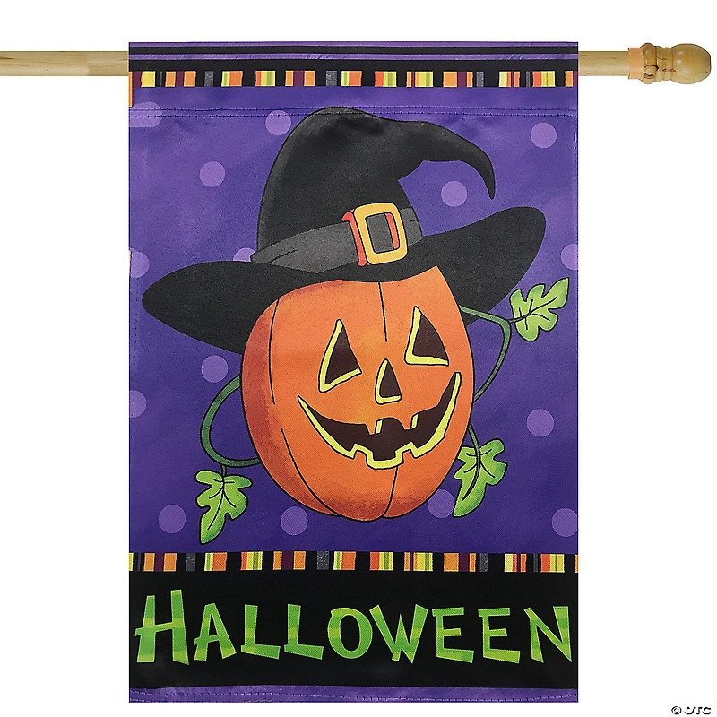 Happy Halloween Pumpkin in a Witch Hat Outdoor House Flag 28" x 40"