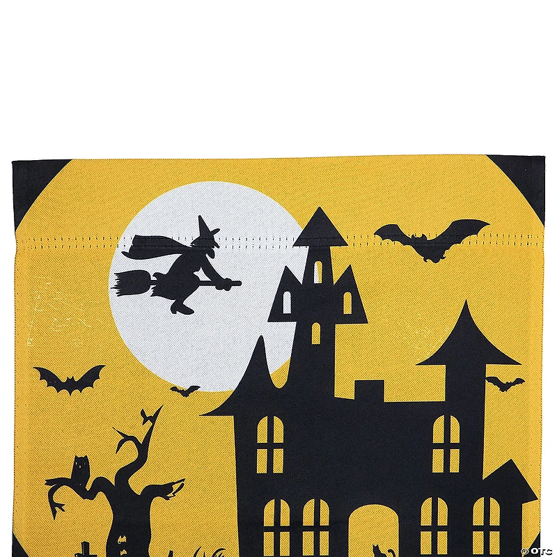Haunted House with Flying Witch Halloween Outdoor Garden Flag - 18" x 12.5"