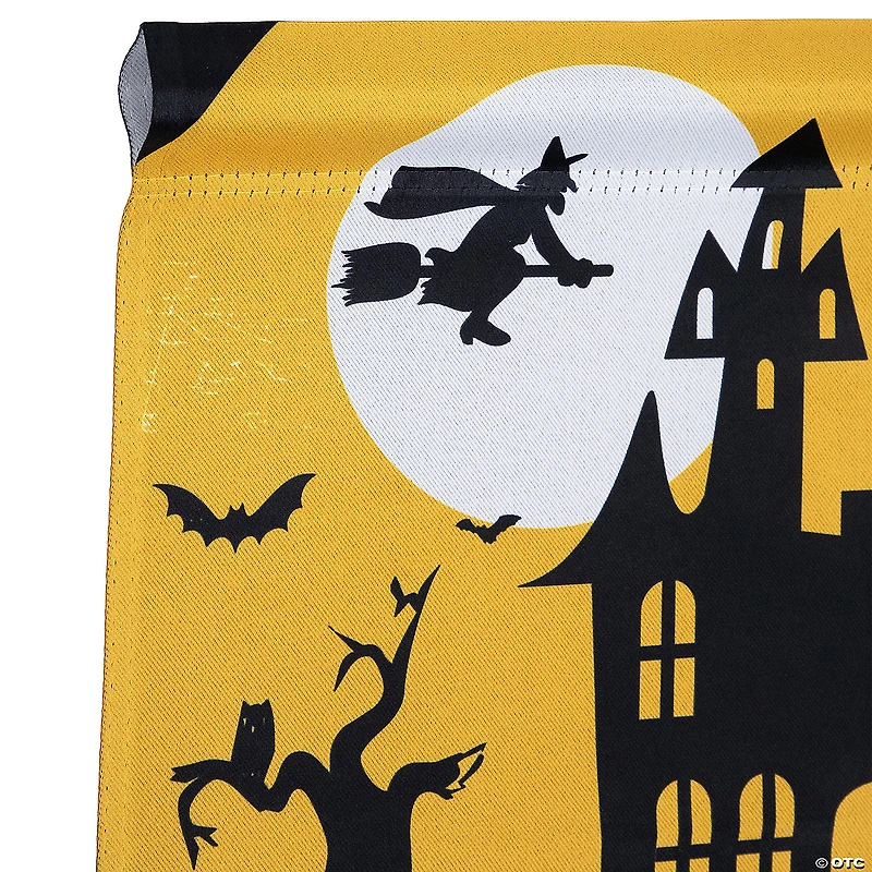 Haunted House with Flying Witch Halloween Outdoor Garden Flag - 18" x 12.5"