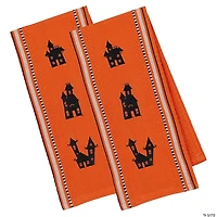 Haunted Houses Embroidered Dishtowel (Set Of 2)
