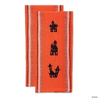 Haunted Houses Embroidered Dishtowel (Set Of 2)