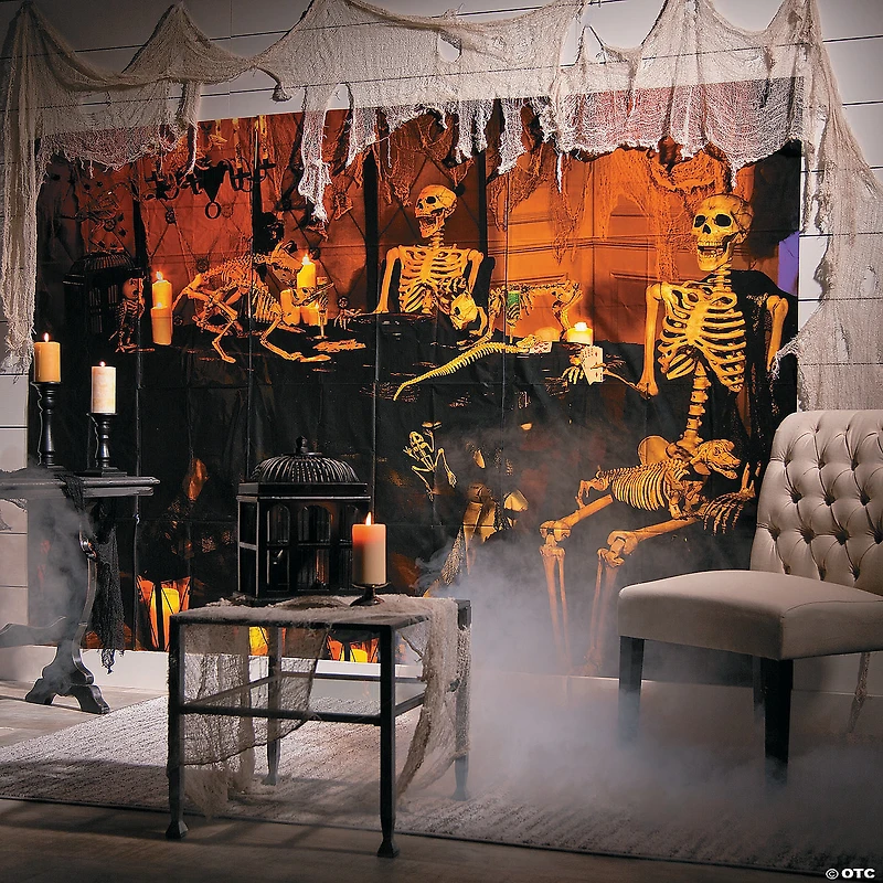 Haunted Skeleton Banquet Backdrop Halloween Decoration - 3 Pc.