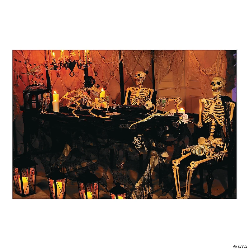 Haunted Skeleton Banquet Backdrop Halloween Decoration - 3 Pc.