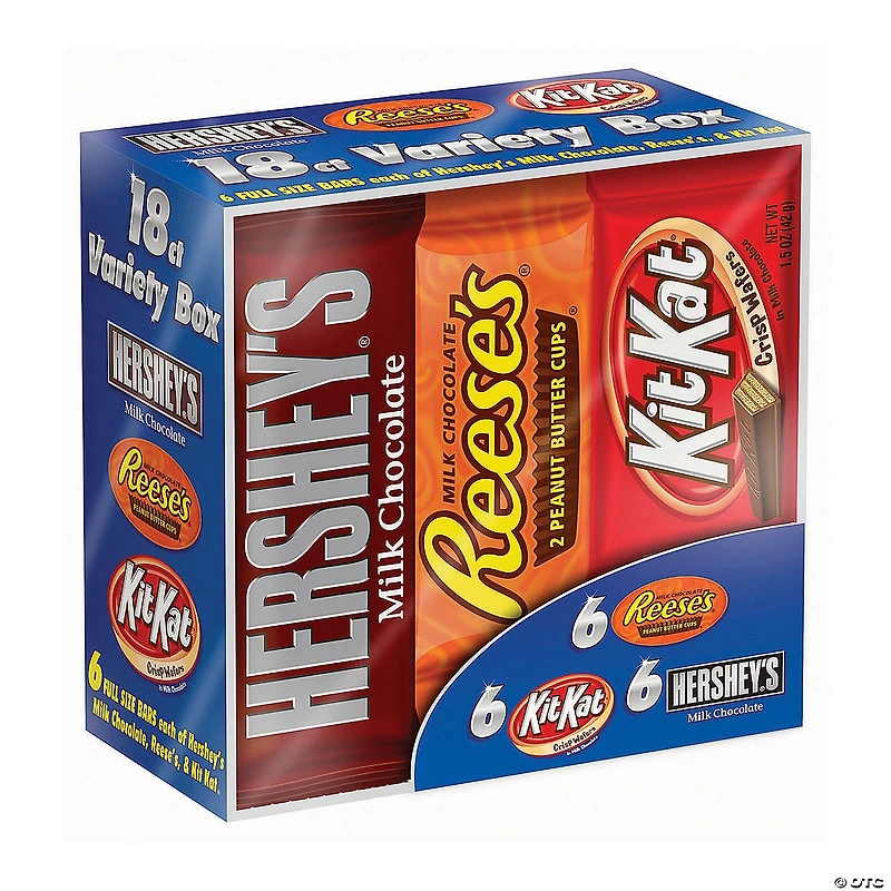 HERSHEY'S Full Size Chocolate Candy Bar Variety Pack (Hershey's, Reese's, Kit Kat) 18 Count